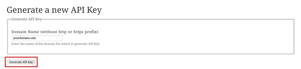 Generate a new API key for your domain