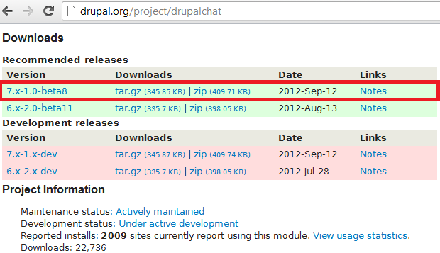 DrupalChat project page